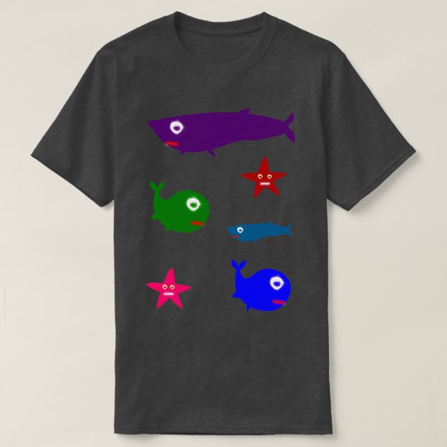 Camiseta Ballenas y estrellas (Diseño del anverso)