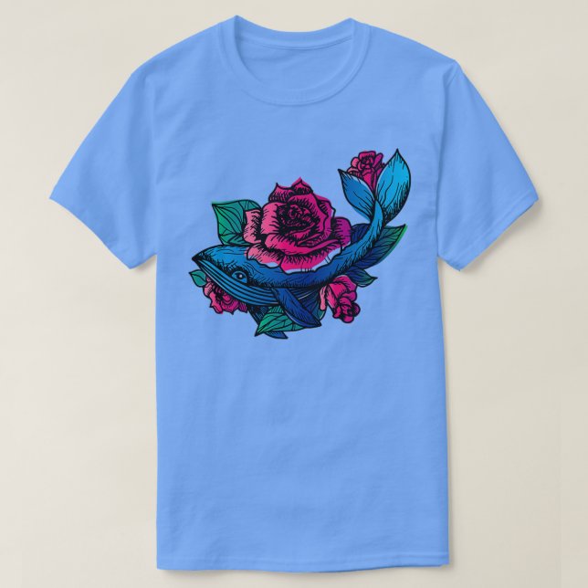 Camiseta Ballenas y Rosas (Diseño del anverso)