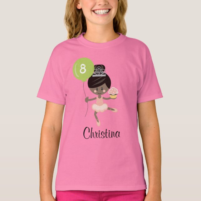 Camiseta Ballerina Birthday Kids Ringer T-Shirt African Ame (Anverso)