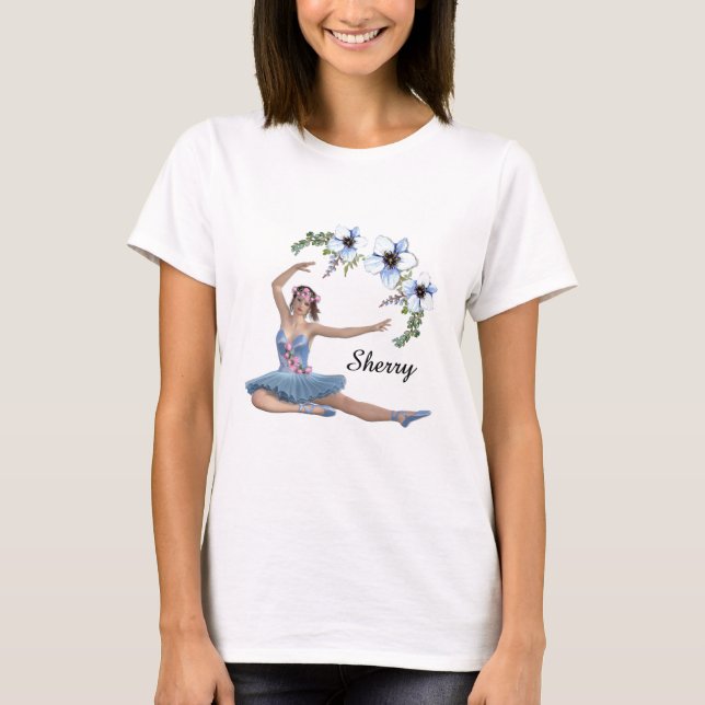 Camiseta Ballerina con nombre personal azul (Anverso)