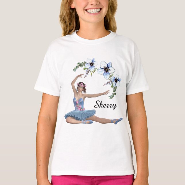 Camiseta Ballerina con nombre personal azul (Anverso)