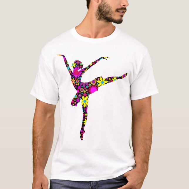 Camiseta Ballerina De Flor Colorida Para Ballet (Anverso)
