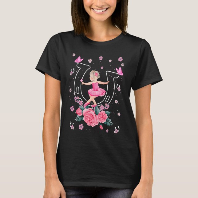 Camiseta Ballerina in tutu dancing in horseshoe girls' ball (Anverso)