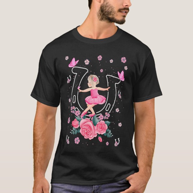 Camiseta Ballerina in tutu dancing in horseshoe girls' ball (Anverso)