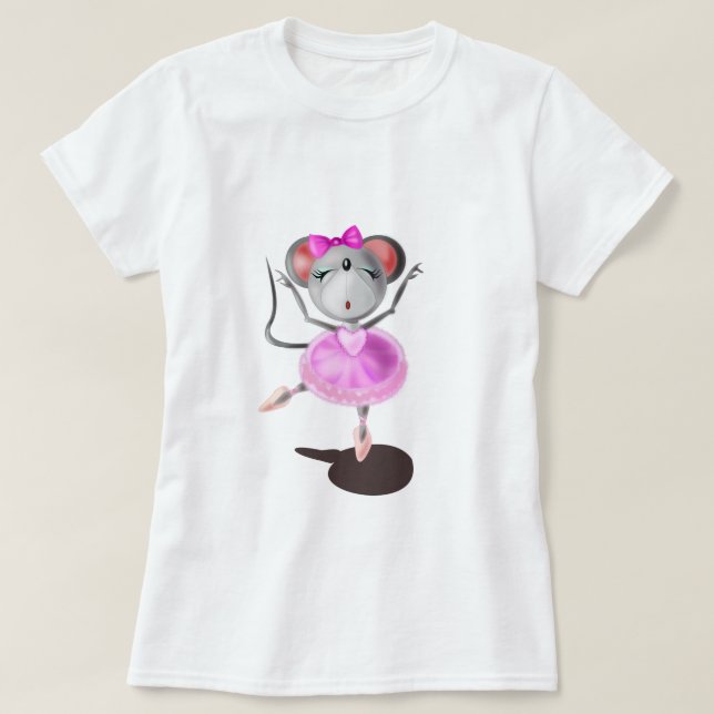 Camiseta Ballerina Mouse T-Shirt feliz bailarín de ballet (Diseño del anverso)