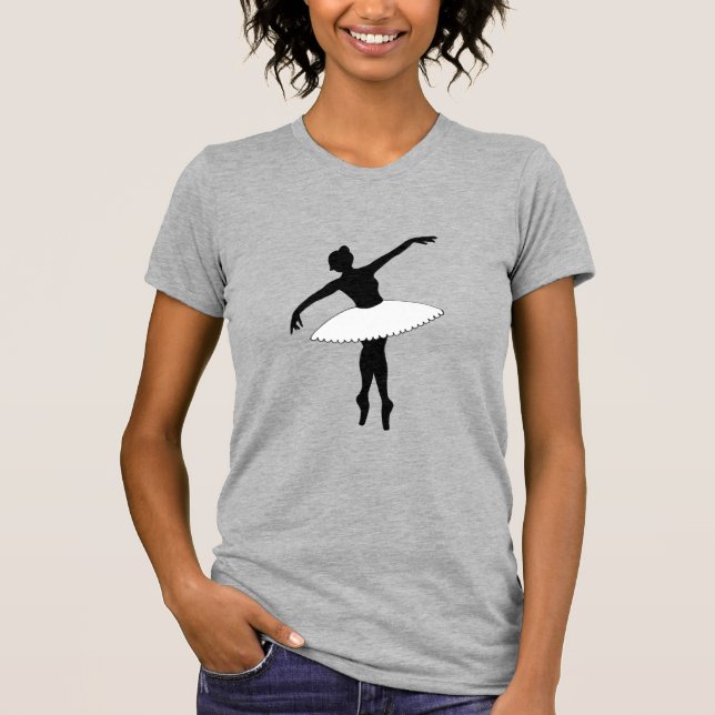 Camiseta Ballerina Neon Ballet Dancer Silhouette White (Anverso)