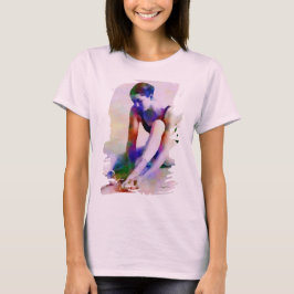 Camiseta Ballerina rosa acuarela arte contemporáneo
