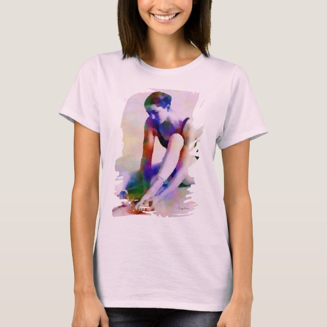 Camiseta Ballerina rosa acuarela arte contemporáneo (Anverso)