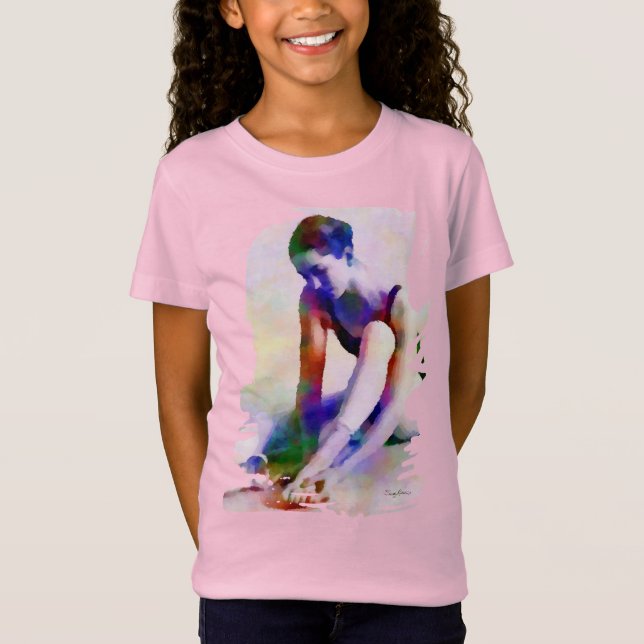 Camiseta Ballerina rosa acuarela arte contemporáneo (Anverso)