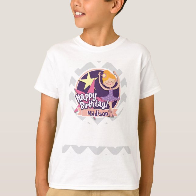 Camiseta Ballerina sobre el patrón Gris claro y Chevron bla (Anverso)