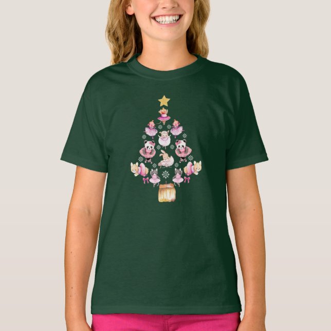 Camiseta Ballet Animales Ballerina Árbol de Navidad (Anverso)
