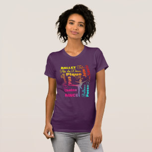 Camiseta Ballet Baile Ballerina Típografía de texto color