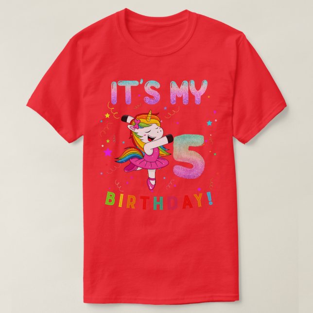 Camiseta Ballet Cute Unicorn es mi quinto cumpleaños (Diseño del anverso)