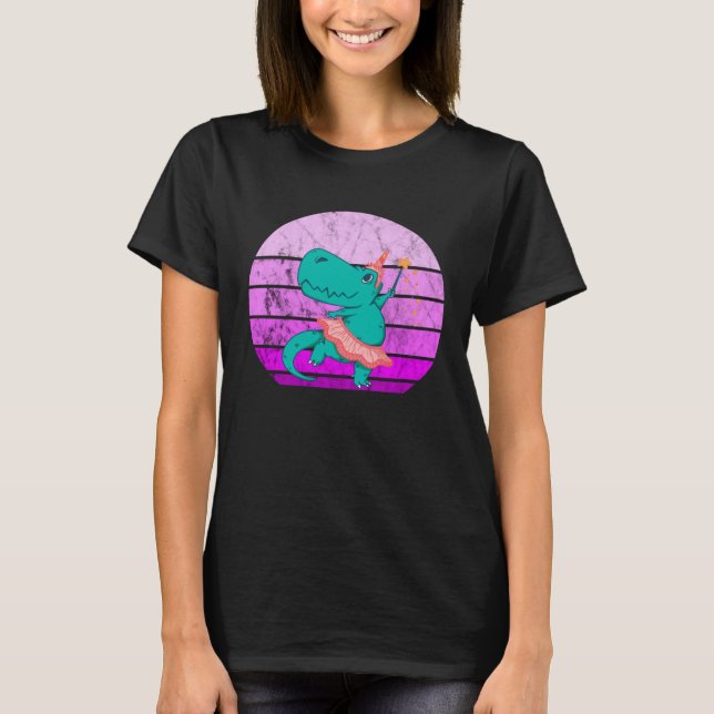 Camiseta Ballet Dancer Dino Ballerina Rex Retro Sunset Dino (Anverso)