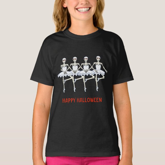 Camiseta Ballet Dancing Skeletans Fiesta de Halloween (Anverso)