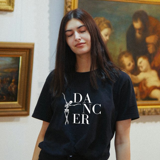 Camiseta Ballet de bailarina de esqueleto de moda (Chic Dry Bones Dancer Simple T-Shirt)