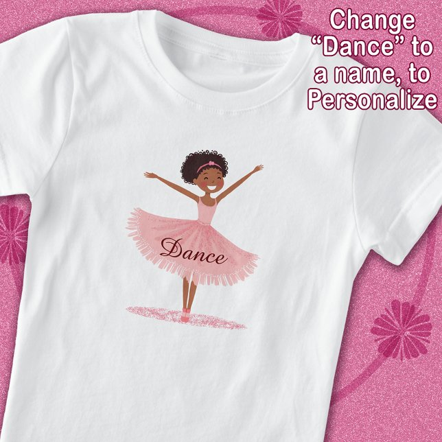 Camiseta Ballet de danza Chica Ballerina Tutu rosa (Personalize by changing the word Dance to a name of your choice.)