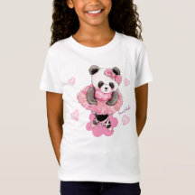 Ballet dulce Panda con bellos corazones rosas