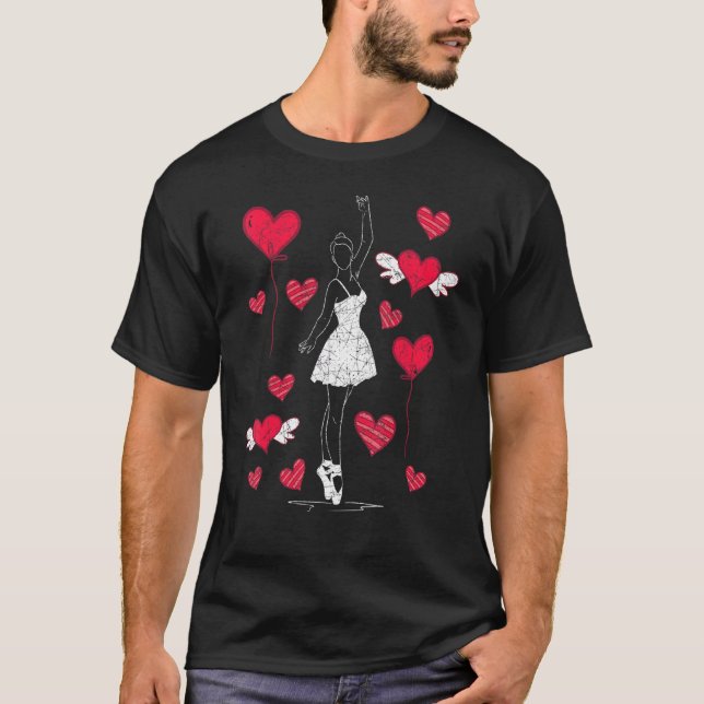 Camiseta Ballet En Pointe Bailando Plie Chasse Jete Hearts  (Anverso)