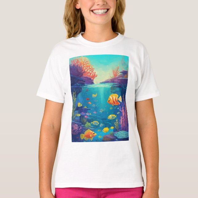 Camiseta "Ballet oceánico: Pescado en movimiento" (Anverso)