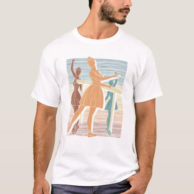 Camiseta Ballet Retro en Pointe Bailando Ballet Ballerina (Anverso)