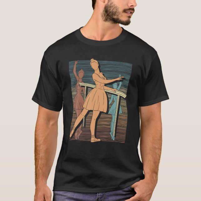 Camiseta Ballet Retro en Pointe Bailando Ballet Ballerina (Anverso)