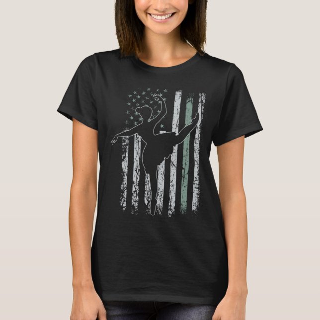 Camiseta Ballet Retro USA Flag Tutu 4th of July Ballet (Anverso)