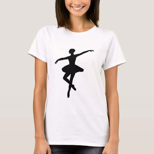 Camiseta Ballet simple Ballerina Blanca Negra (Anverso)