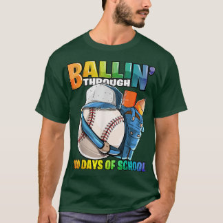 Camiseta Ballin' a 100 días de escuela de béisbol infantil