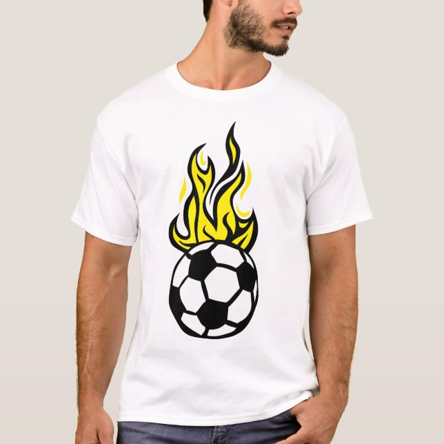 Camiseta ballon football soccer flamme fire flame cartoon d (Anverso)