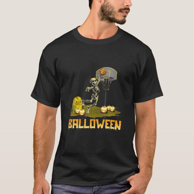 Camiseta Balloween Skeleton Basketball Player Fan Skeleton (Anverso)