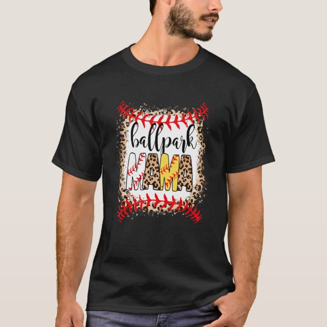 Camiseta Ballpark Mama Ball Happy Mother's Day Leopard Blea (Anverso)