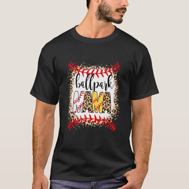 Camiseta Ballpark Mama Ball Happy Mother's Day Leopard Blea (Anverso)