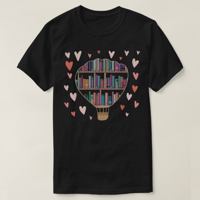 Camiseta Balón de aire caliente Forma Biblioteca de libros  (Diseño del anverso)