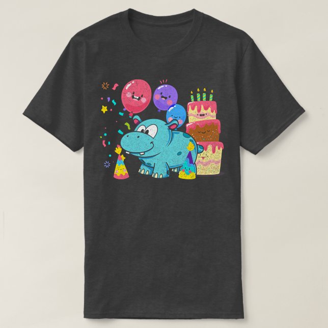 Camiseta Balón de cumpleaños retro Hippo (Diseño del anverso)