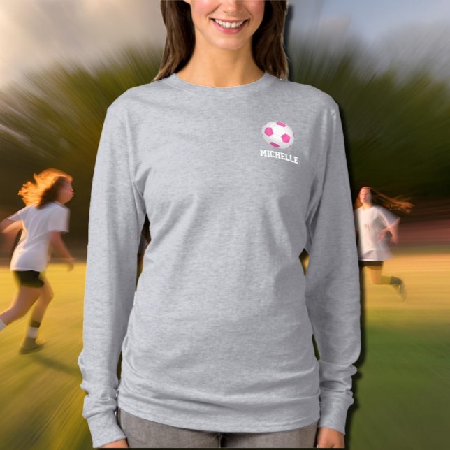 Camiseta Balón de fútbol blanco rosado moderno - añádase el (Subido por el creador)