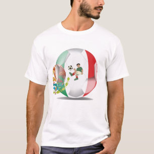 Camiseta Balón de Fútbol con Arte de la Bandera Mexicana