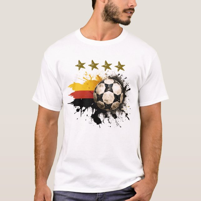 Camiseta Balón de fútbol con bandera alemana y cuatro estre (Anverso)