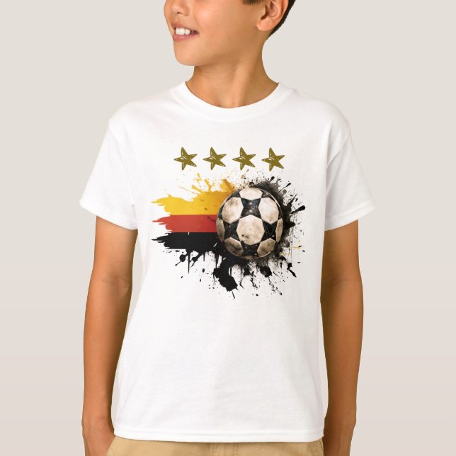 Camiseta Balón de fútbol con bandera alemana y cuatro estre (Anverso)