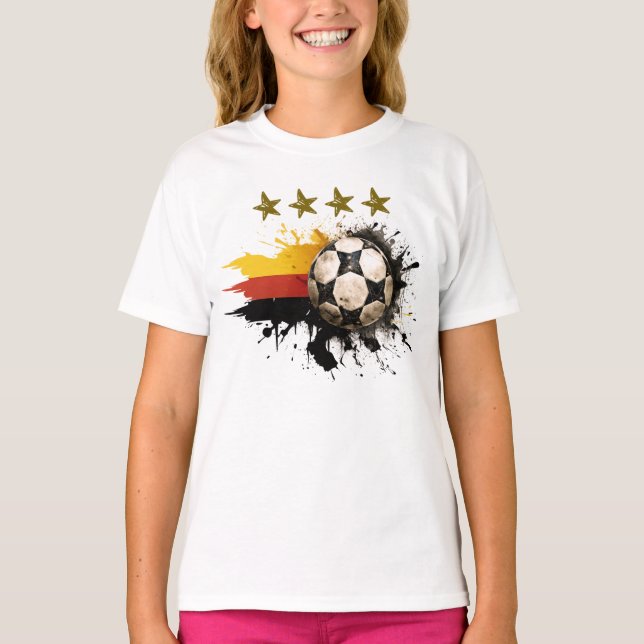 Camiseta Balón de fútbol con bandera alemana y cuatro estre (Anverso)