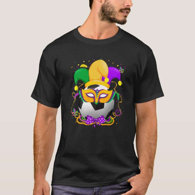 Camiseta Balón de fútbol con el Gorra Jester Mardi Gras Fat (Anverso)
