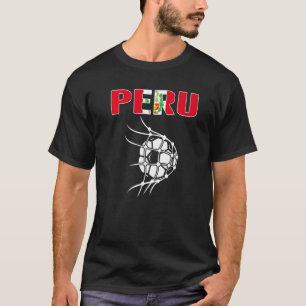 Camiseta Balón De Fútbol De Perú En La Red Del Arco Apoya A