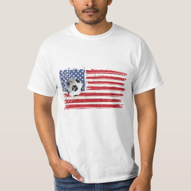 Camiseta Balón De Fútbol En La Bandera De Estados Unidos (Anverso)