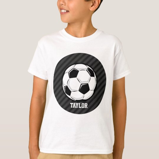 Camiseta Balón de fútbol; Rayas negras y gris oscuro - Zazzle.es