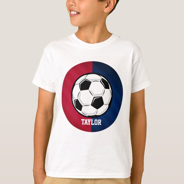 Camiseta Balón de fútbol; rojo, blanco y azul (Anverso)
