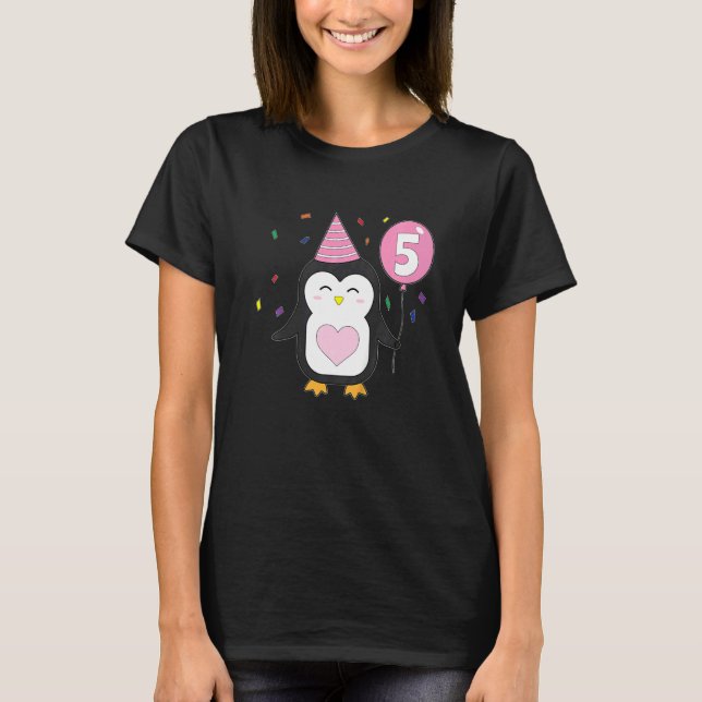 Camiseta Balón de Pingüino Infantil Quinto Pastel de Fiesta (Anverso)