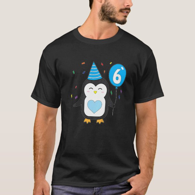 Camiseta Balón Pingüino Infantil Sexto Pastel de Fiesta de  (Anverso)