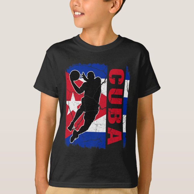 Camiseta Baloncestistas cubanos Bandera de Baloncesto (Anverso)