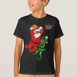 Camiseta Baloncesto Black African American Santa Claus Dunk