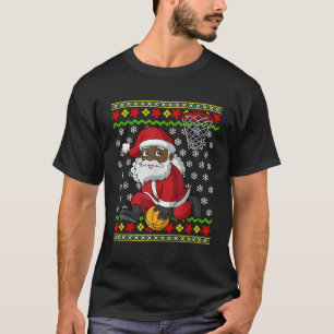 Camiseta Baloncesto Black African Santa Claus Slam
